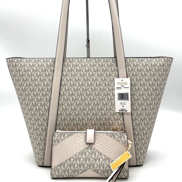 Michael Kors Pratt Large Signature Logo Tote Bag & Double Zip Wallet (NWT) - Picture 6 of 13